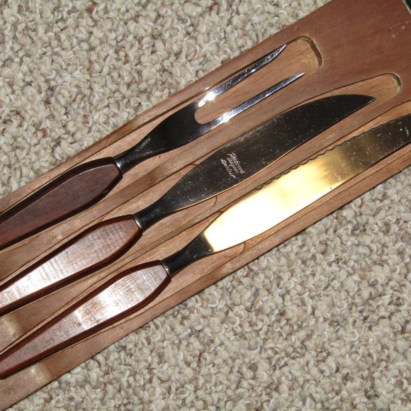 VINTAGE MCM Washington Forge Town & Country 3-Pc CARVING SET - Fleetwood Handles - Picture 4 of 10